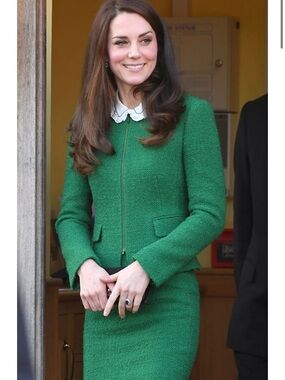 Women’s Green Bouclé Zip-Front Jacket